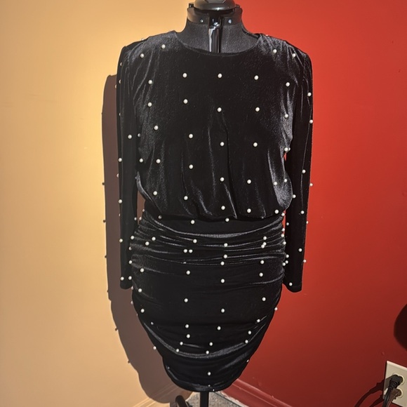 Eloquii Dresses & Skirts - ELOQUII Plus Size Velvet Mini Dress with Pearls - Size 14
